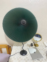 Sicilian Iron Table Lamp with Pleated Fabric Hat Shade and Beige Base for Home Decor