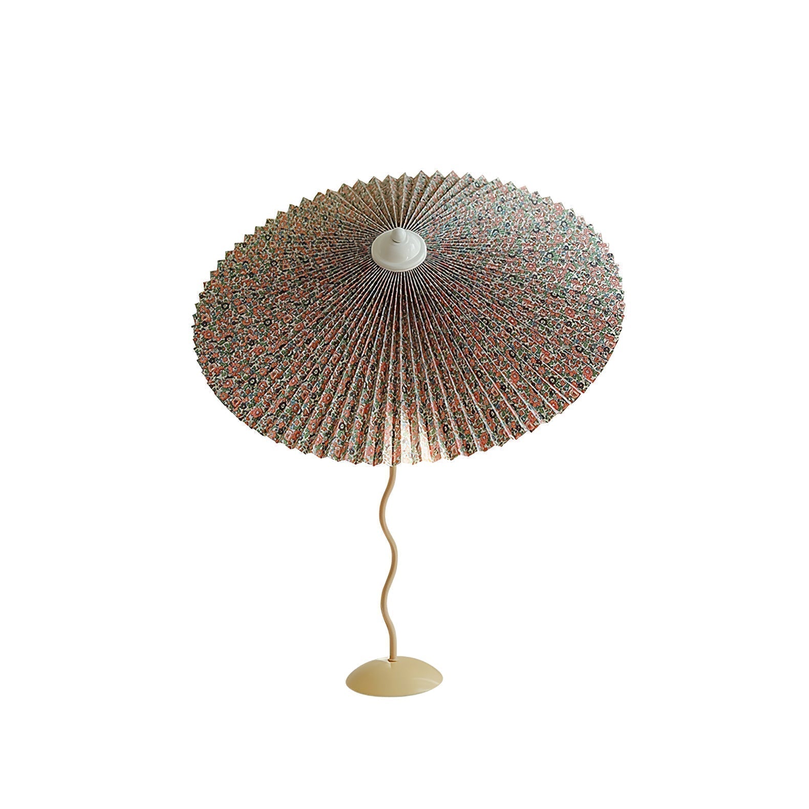 Sicilian Iron Table Lamp with Pleated Fabric Hat Shade and Beige Base for Home Decor