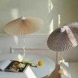 Sicilian Iron Table Lamp with Pleated Fabric Hat Shade and Beige Base for Home Decor