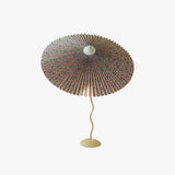 Sicilian Iron Table Lamp with Pleated Fabric Hat Shade and Beige Base for Home Decor