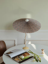 Sicilian Iron Table Lamp with Pleated Fabric Hat Shade and Beige Base for Home Decor