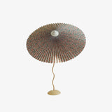 Sicilian Iron Table Lamp with Pleated Fabric Hat Shade and Beige Base for Home Decor