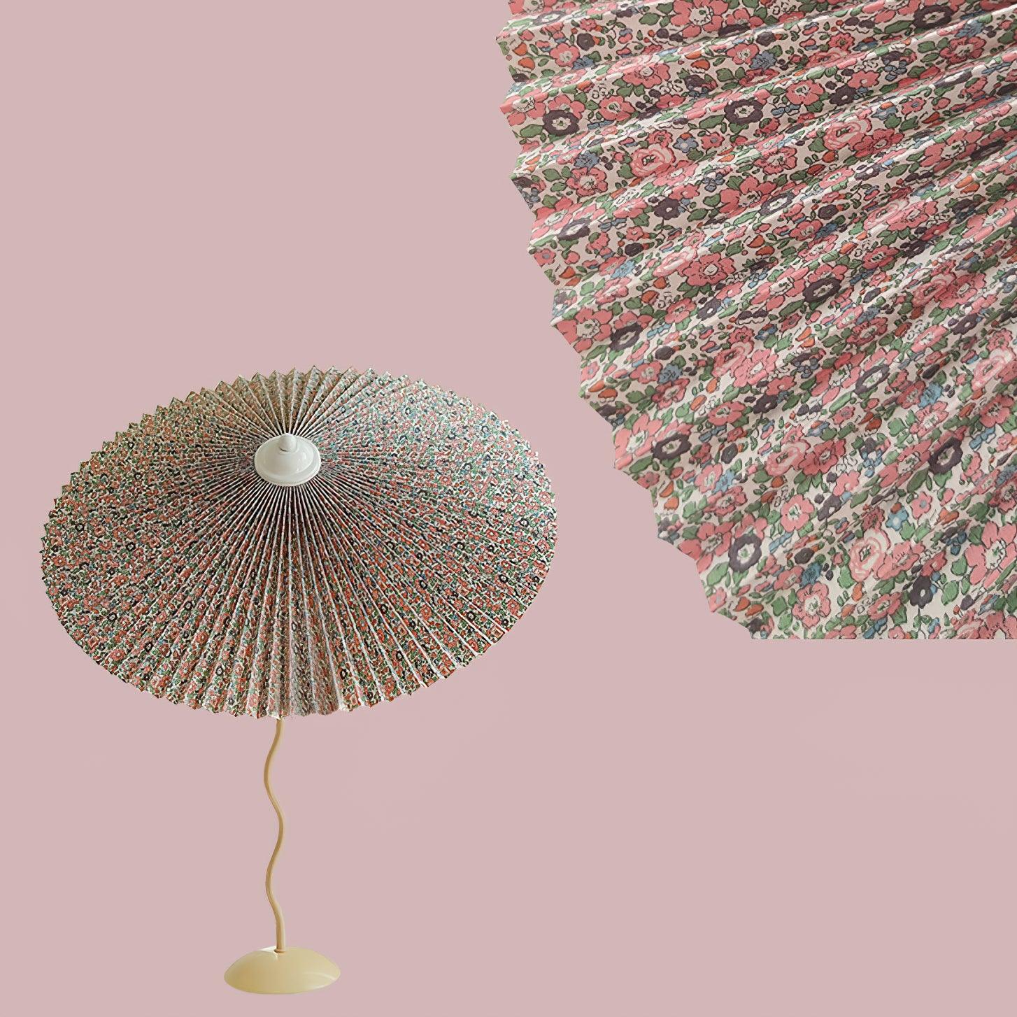 Sicilian Iron Table Lamp with Pleated Fabric Hat Shade and Beige Base for Home Decor