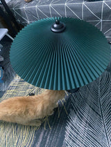 Sicilian Iron Table Lamp with Pleated Fabric Hat Shade and Beige Base for Home Decor
