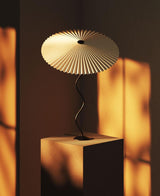 Sicilian Iron Table Lamp with Pleated Fabric Hat Shade and Beige Base for Home Decor