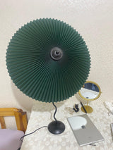 Sicilian Iron Table Lamp with Pleated Fabric Hat Shade and Beige Base for Home Decor