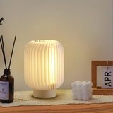 Modern Pleated Fabric Shade Table Lamp with Integrated LED for Bedside and Living Room
