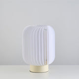 Modern Pleated Fabric Shade Table Lamp with Integrated LED for Bedside and Living Room