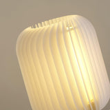 Modern Pleated Fabric Shade Table Lamp with Integrated LED for Bedside and Living Room