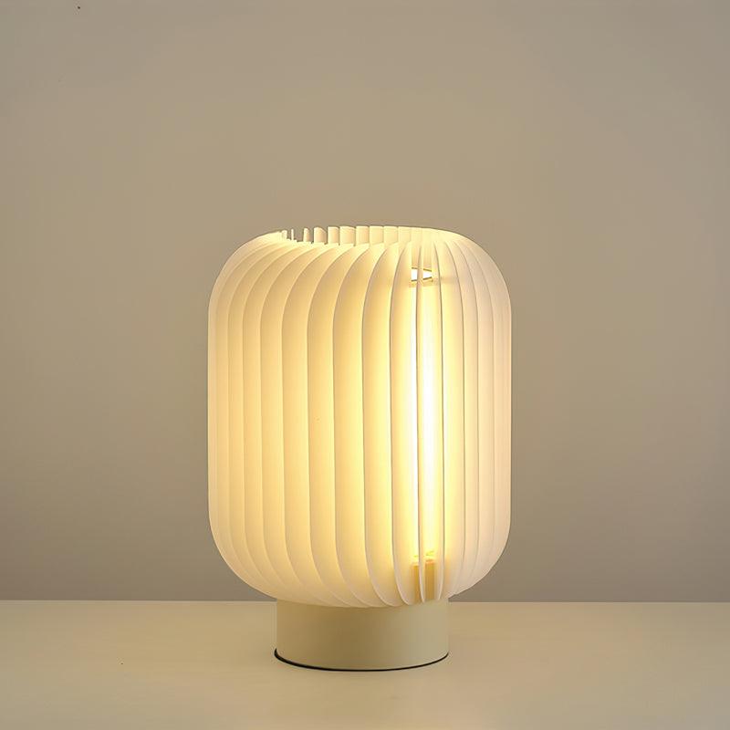 Modern Pleated Fabric Shade Table Lamp with Integrated LED for Bedside and Living Room
