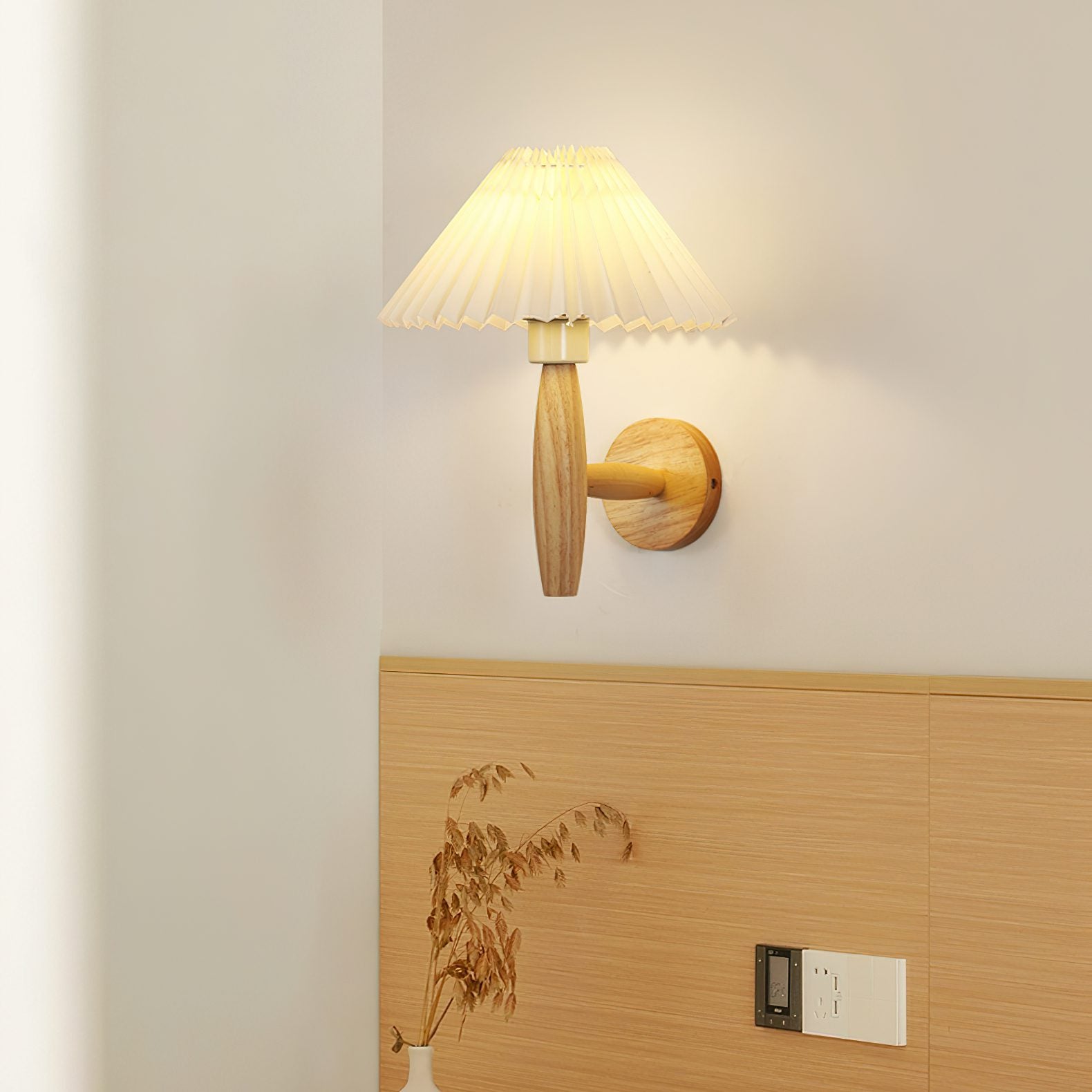 mid-century-modern-pleated-wood-wall-sconce-for-bedroom-living-room-white-fabric-shade