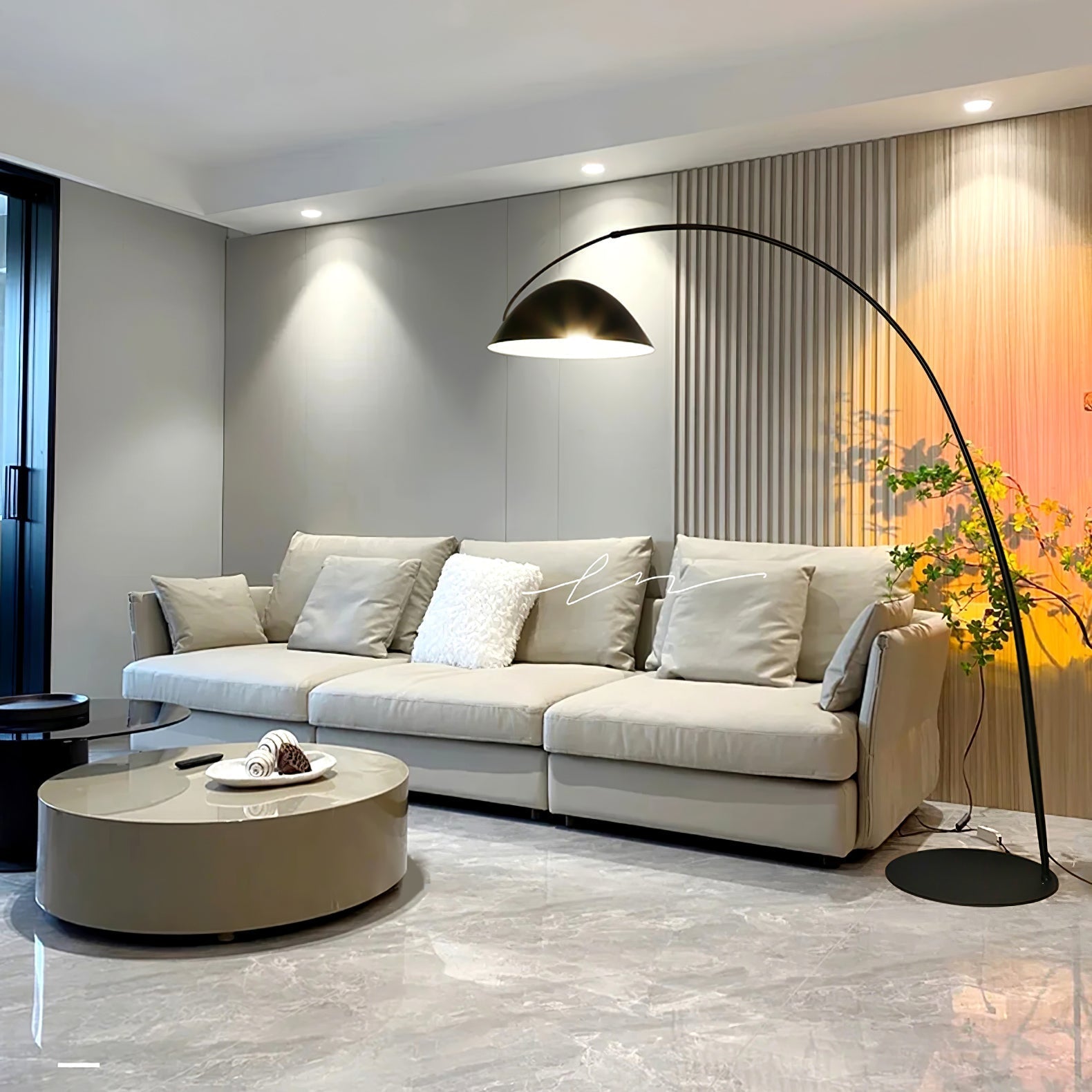 Modern Scandinavian Verse Arc Floor Lamp with Adjustable Swivel Shade for Living Room