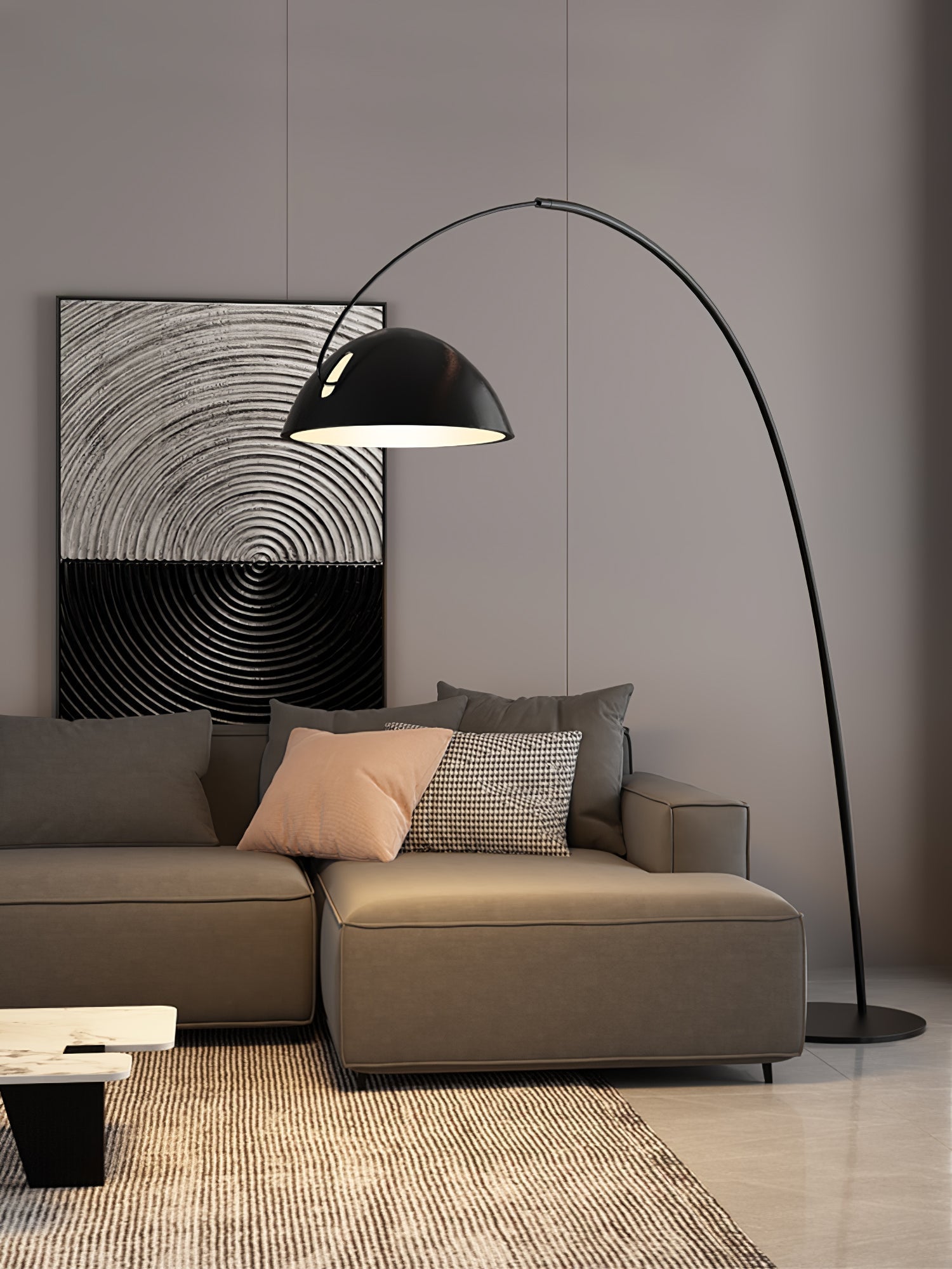 Modern Scandinavian Verse Arc Floor Lamp with Adjustable Swivel Shade for Living Room