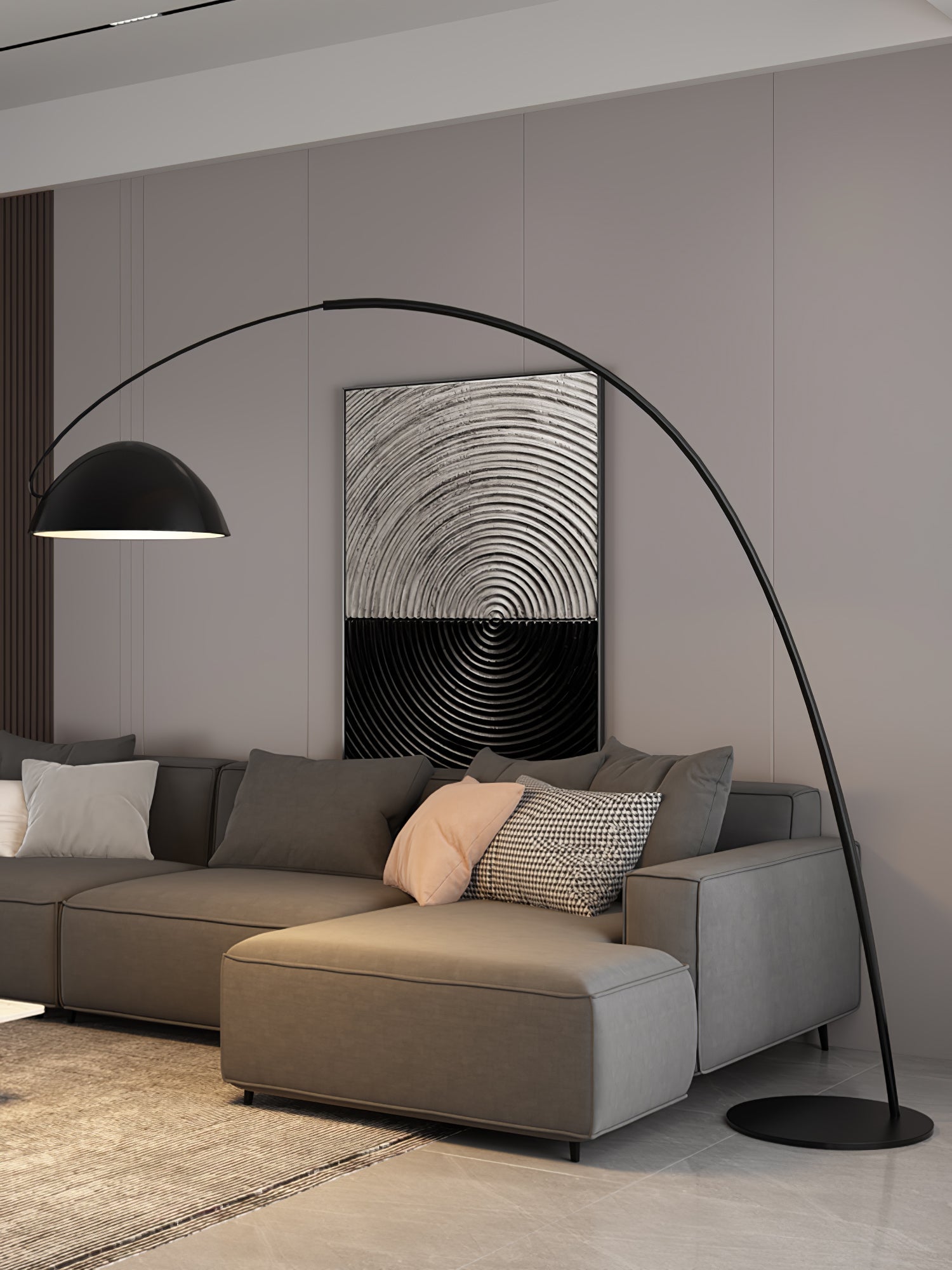 Modern Scandinavian Verse Arc Floor Lamp with Adjustable Swivel Shade for Living Room