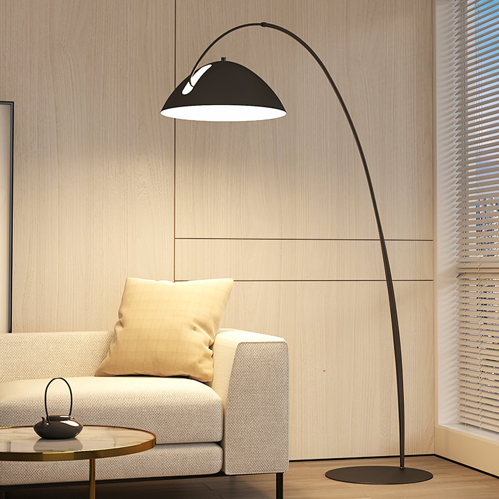 Modern Scandinavian Verse Arc Floor Lamp with Adjustable Swivel Shade for Living Room
