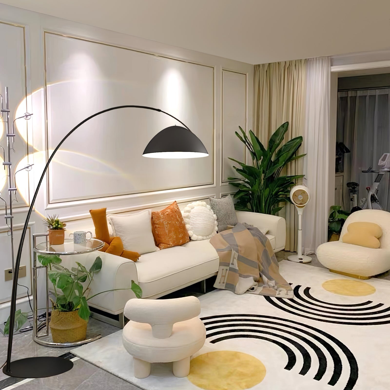 Modern Scandinavian Verse Arc Floor Lamp with Adjustable Swivel Shade for Living Room