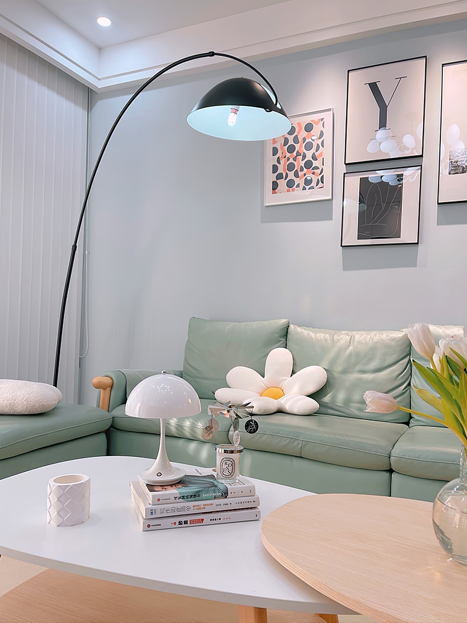 Modern Scandinavian Verse Arc Floor Lamp with Adjustable Swivel Shade for Living Room