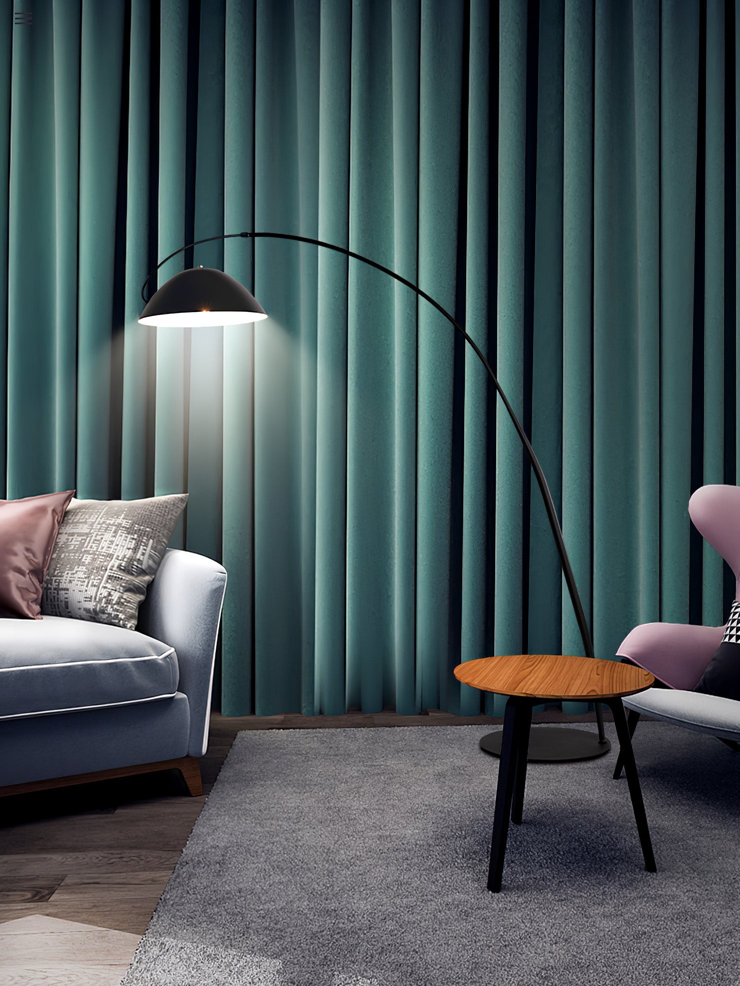 Modern Scandinavian Verse Arc Floor Lamp with Adjustable Swivel Shade for Living Room