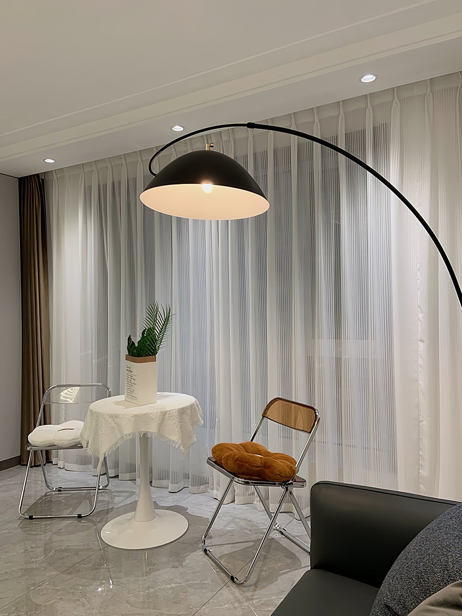 Modern Scandinavian Verse Arc Floor Lamp with Adjustable Swivel Shade for Living Room