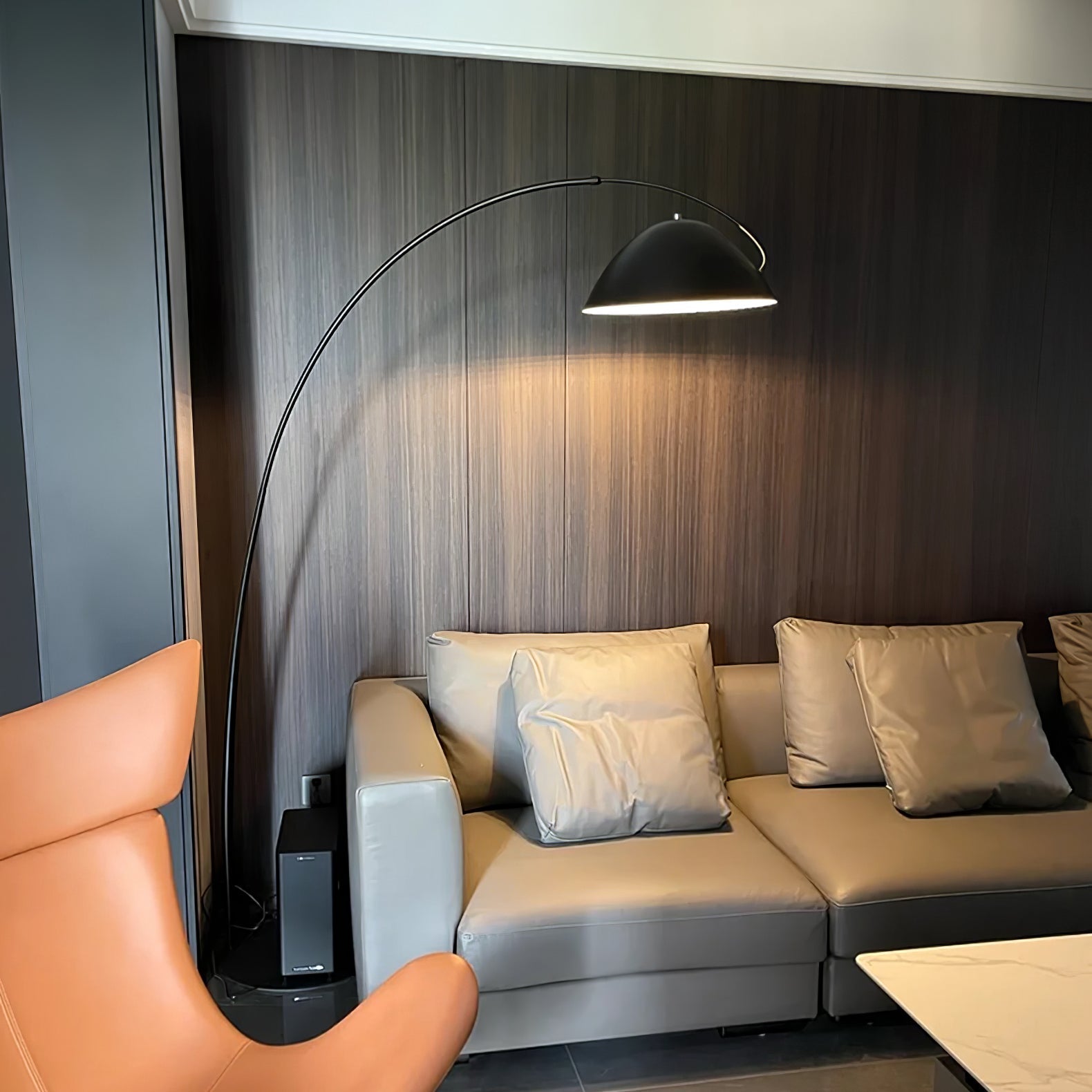 Modern Scandinavian Verse Arc Floor Lamp with Adjustable Swivel Shade for Living Room