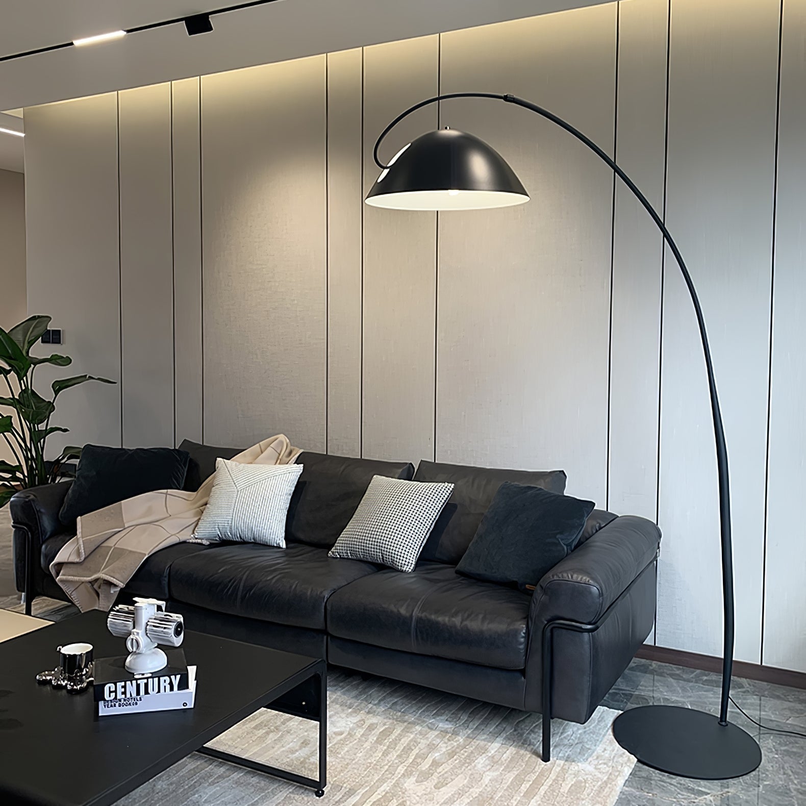 Modern Scandinavian Verse Arc Floor Lamp with Adjustable Swivel Shade for Living Room