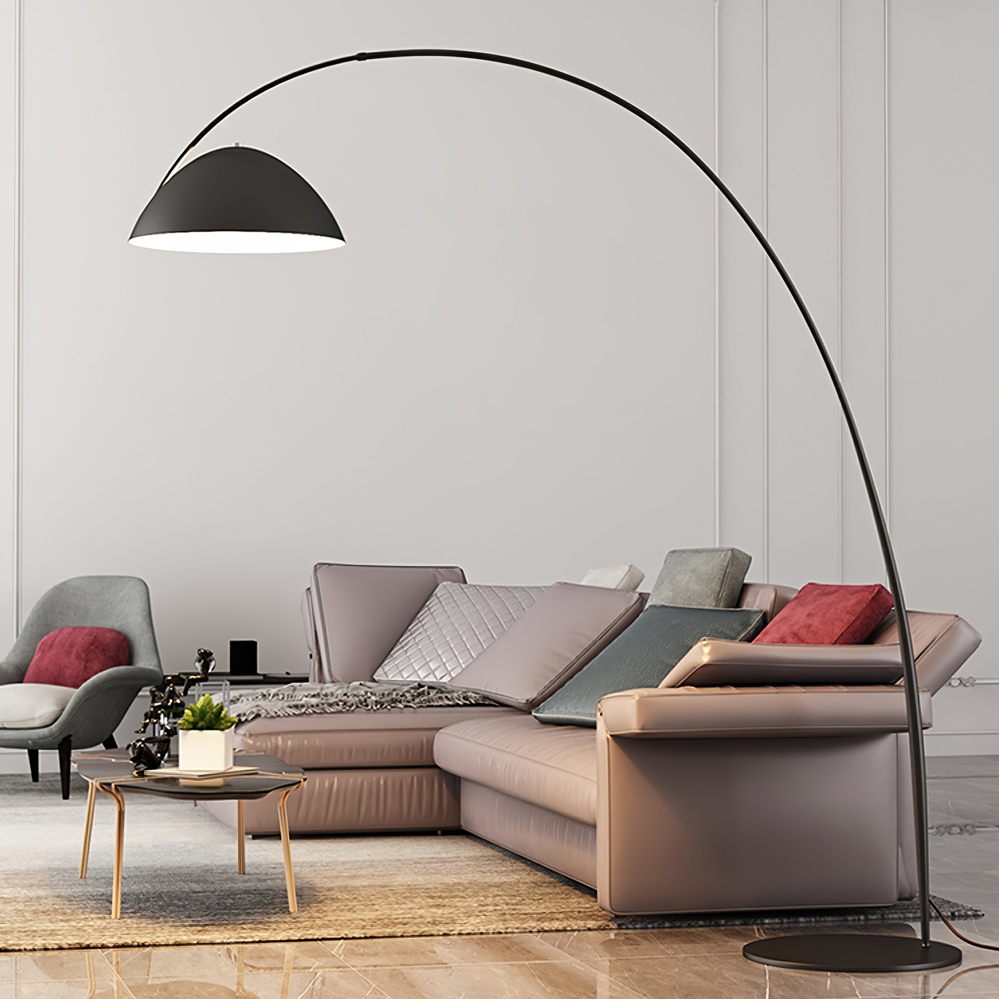 Modern Scandinavian Verse Arc Floor Lamp with Adjustable Swivel Shade for Living Room