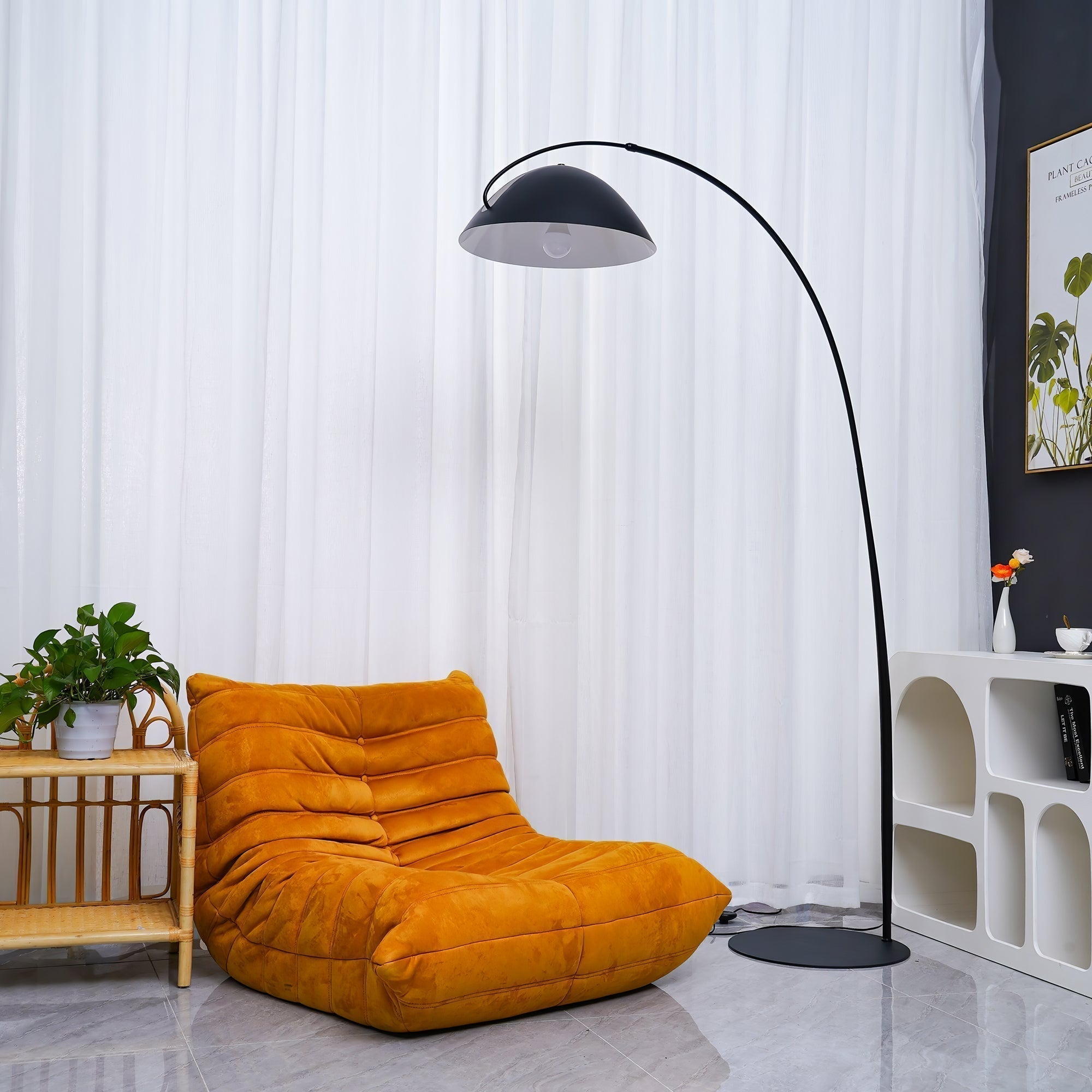 Modern Scandinavian Verse Arc Floor Lamp with Adjustable Swivel Shade for Living Room