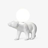 Modern Resin Polar Bear Table Lamp with Glass Globe for Bedroom and Nursery Lighting