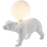 Modern Resin Polar Bear Table Lamp with Glass Globe for Bedroom and Nursery Lighting