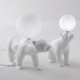 Modern Resin Polar Bear Table Lamp with Glass Globe for Bedroom and Nursery Lighting