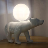 Modern Resin Polar Bear Table Lamp with Glass Globe for Bedroom and Nursery Lighting