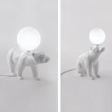 Modern Resin Polar Bear Table Lamp with Glass Globe for Bedroom and Nursery Lighting