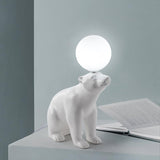 Modern Resin Polar Bear Table Lamp with Glass Globe for Bedroom and Nursery Lighting