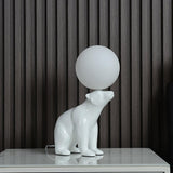 Modern Resin Polar Bear Table Lamp with Glass Globe for Bedroom and Nursery Lighting