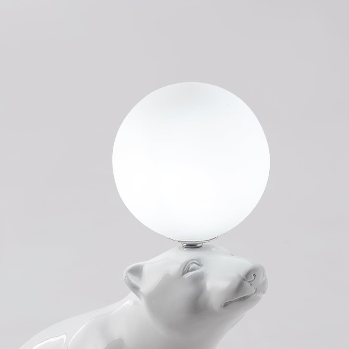 Modern Resin Polar Bear Table Lamp with Glass Globe for Bedroom and Nursery Lighting