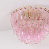 Pink Murano Glass Poliedri Geometric Flush Mount Ceiling Light with Gold Finish and LED Compatibility