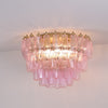 Pink Murano Glass Poliedri Geometric Flush Mount Ceiling Light with Gold Finish and LED Compatibility