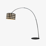 Modern Arc Floor Lamp with Black and White Polka Dot Fabric Shade for Living Room