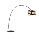 Modern Arc Floor Lamp with Black and White Polka Dot Fabric Shade for Living Room