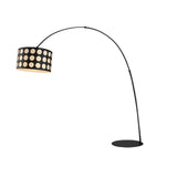 Modern Arc Floor Lamp with Black and White Polka Dot Fabric Shade for Living Room