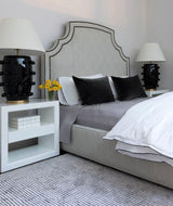Elegant White Polka Dot Porcelain Table Lamp with Fabric Shade and Brass Base