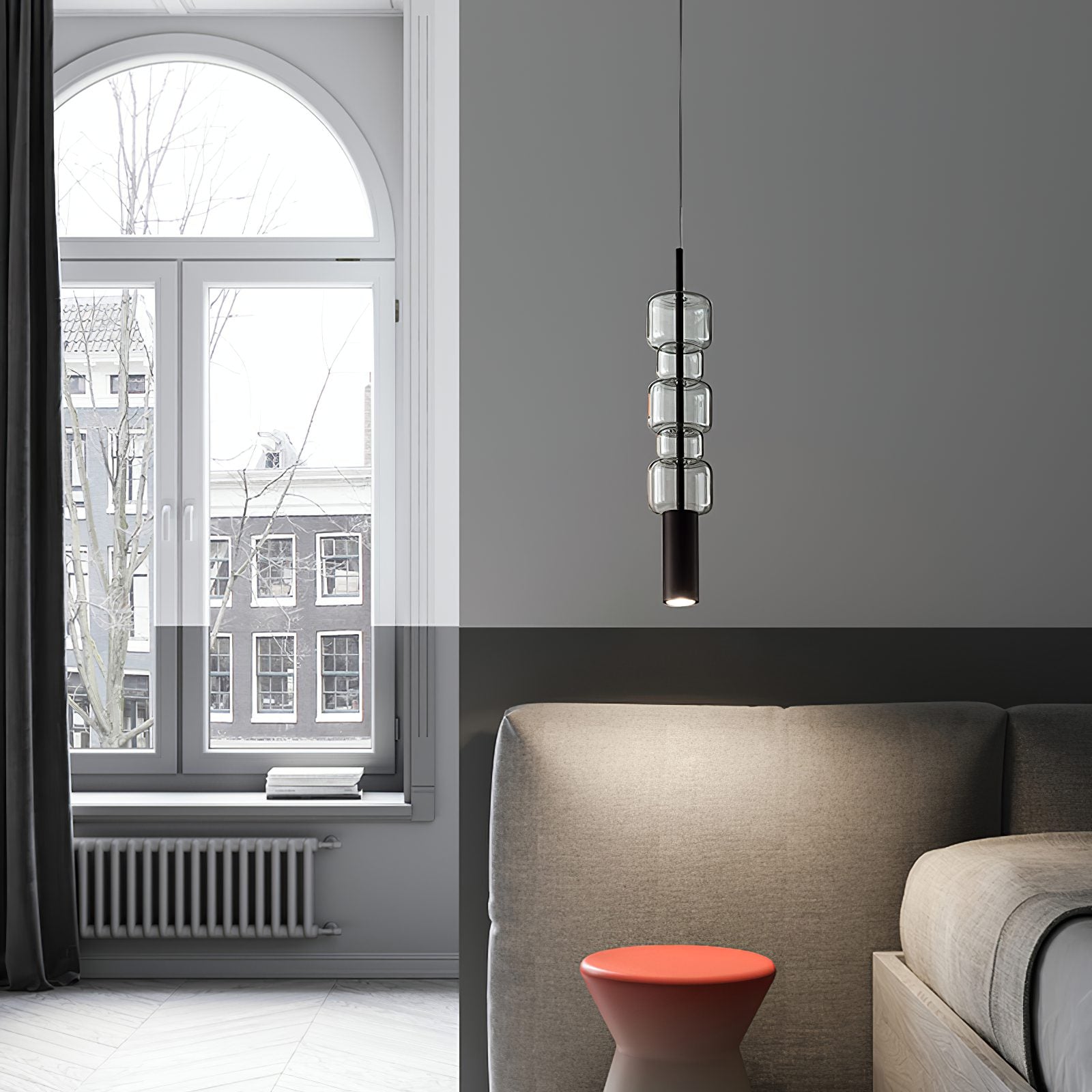 modern-polyrhythm-pendant-light-with-aluminum-and-hand-blown-glass-shade