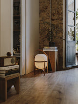 Modern Portable Glass Lantern Table Lamp with Wood Handle and Glass Shade for Ambient Lighting