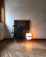 Modern Portable Glass Lantern Table Lamp with Wood Handle and Glass Shade for Ambient Lighting