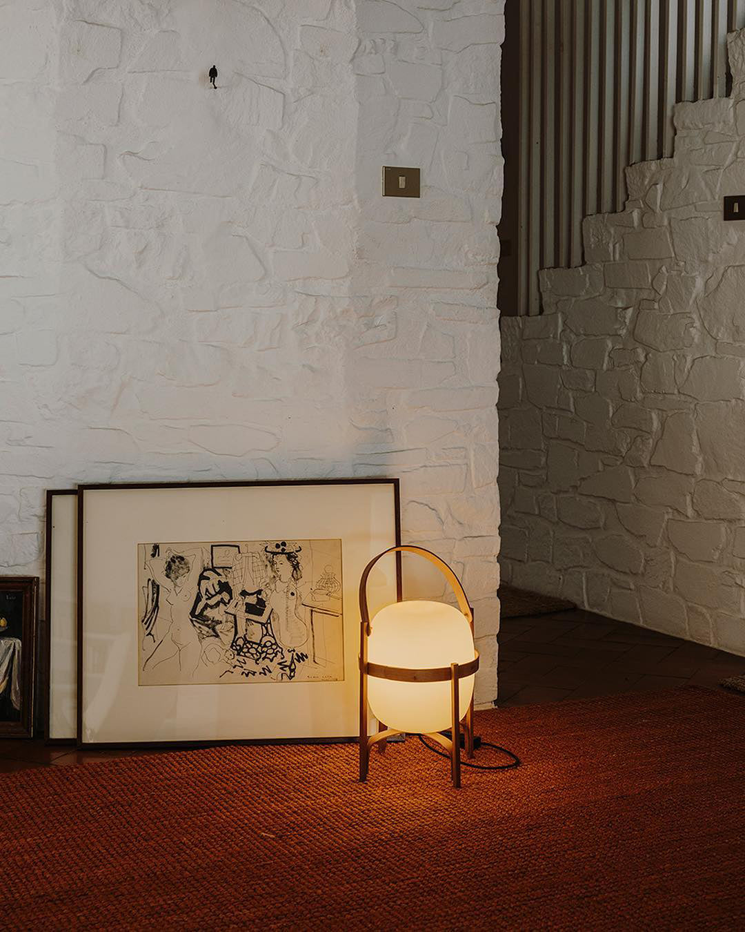 Modern Portable Glass Lantern Table Lamp with Wood Handle and Glass Shade for Ambient Lighting