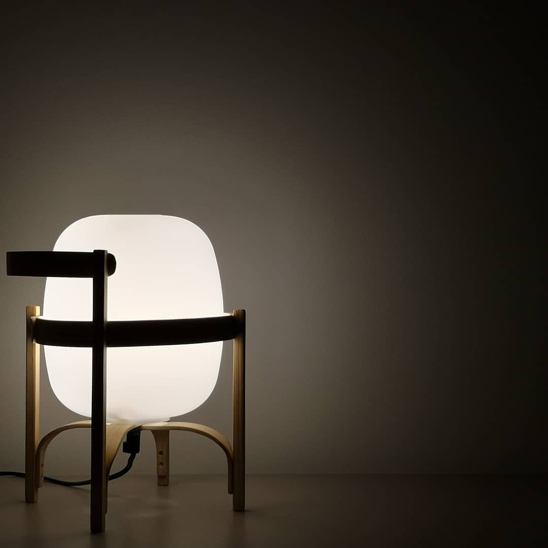 Modern Portable Glass Lantern Table Lamp with Wood Handle and Glass Shade for Ambient Lighting
