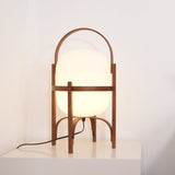 Modern Portable Glass Lantern Table Lamp with Wood Handle and Glass Shade for Ambient Lighting