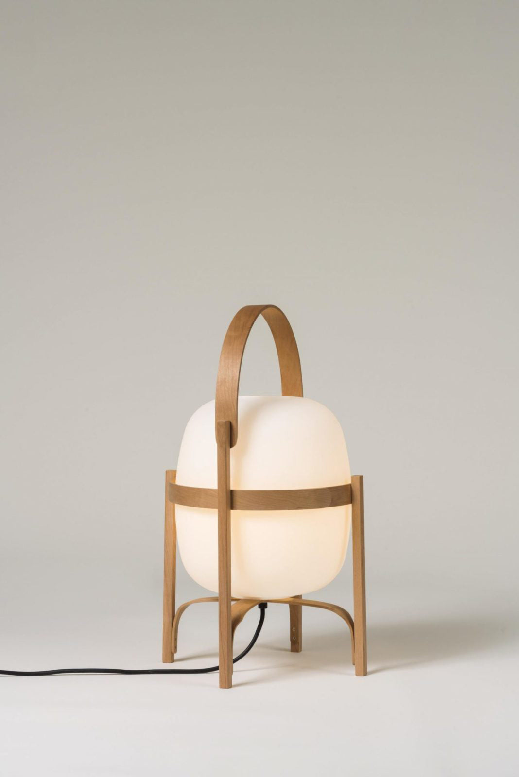 Modern Portable Glass Lantern Table Lamp with Wood Handle and Glass Shade for Ambient Lighting