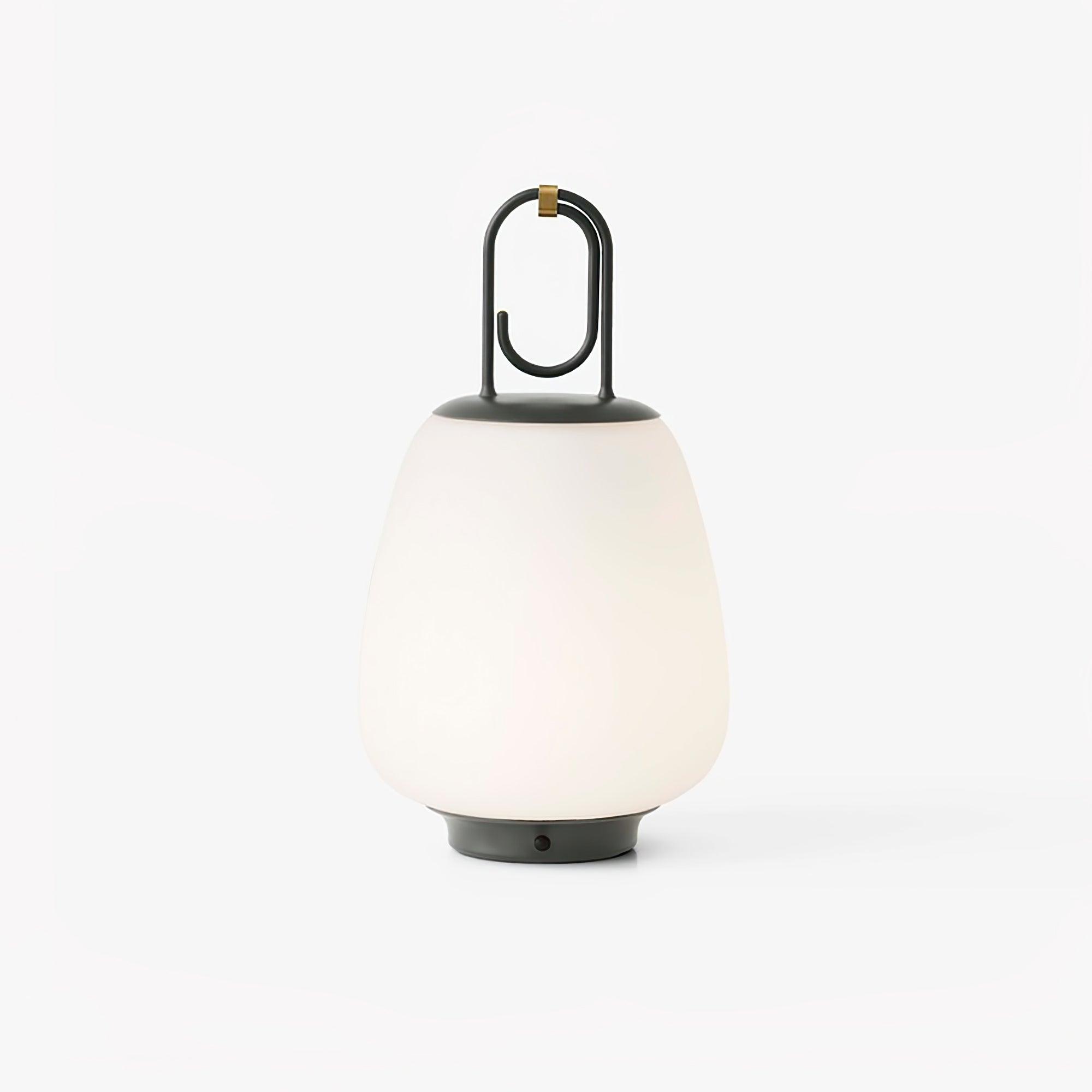 Portable Rechargeable LED Lantern Table Lamp Glass Shade Nordic Style Bedside Light