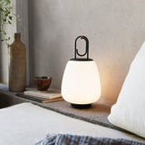 Portable Rechargeable LED Lantern Table Lamp Glass Shade Nordic Style Bedside Light